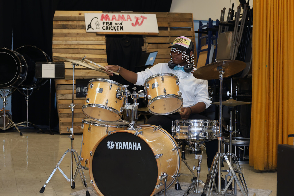 RGHS student playing the drums