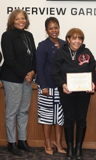 Riverview Excellence Award presented to Dr. Jesolyn Larry, RGSD Director of Technology at January 13 BOE meeting.
