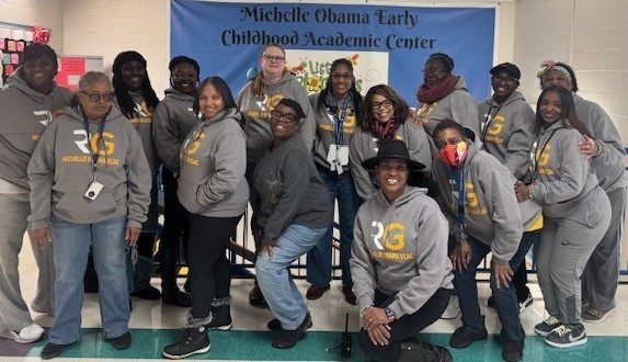 Michelle Obama ECAC staff represent in new RGSD hoodies.
