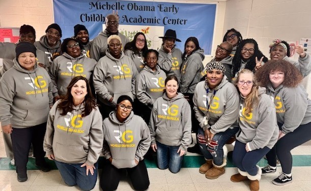 Michelle Obama ECAC staff represent in new RGSD hoodies.