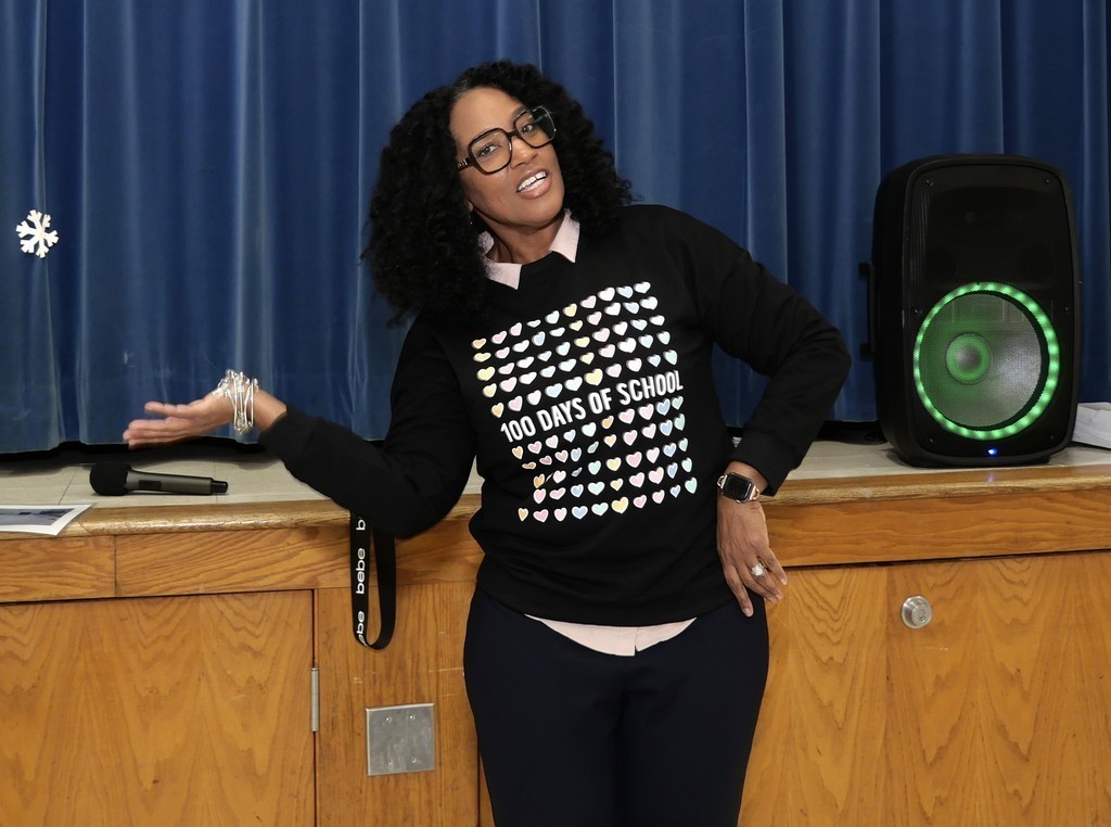 Scholars and staff celebrate 100 days of school. 