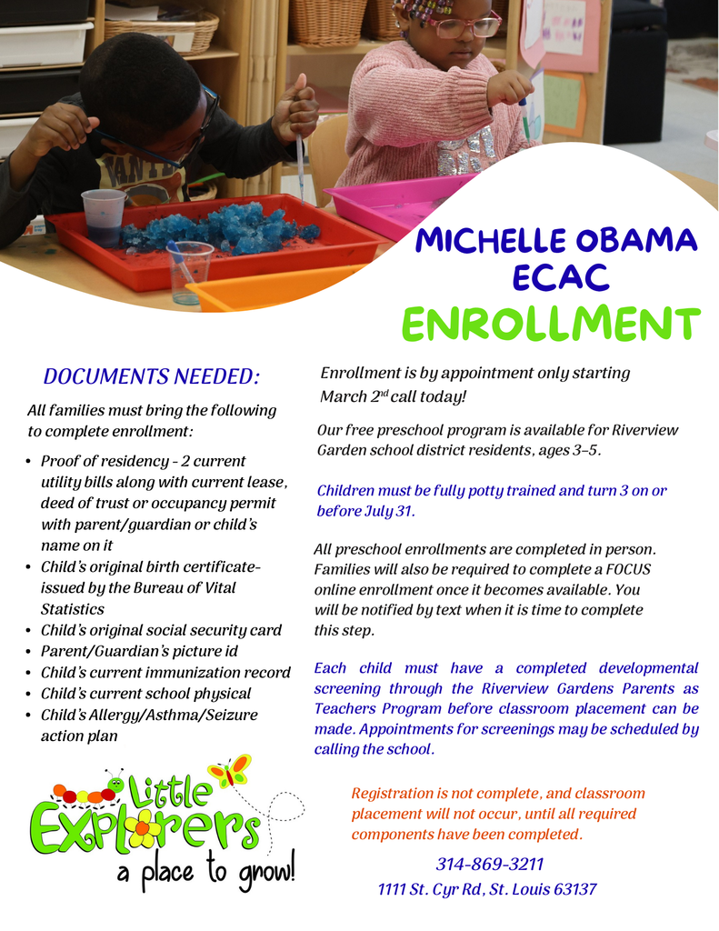 Michelle Obama ECAC open enrollment starts on March 2nd. Don't wait, enroll now!