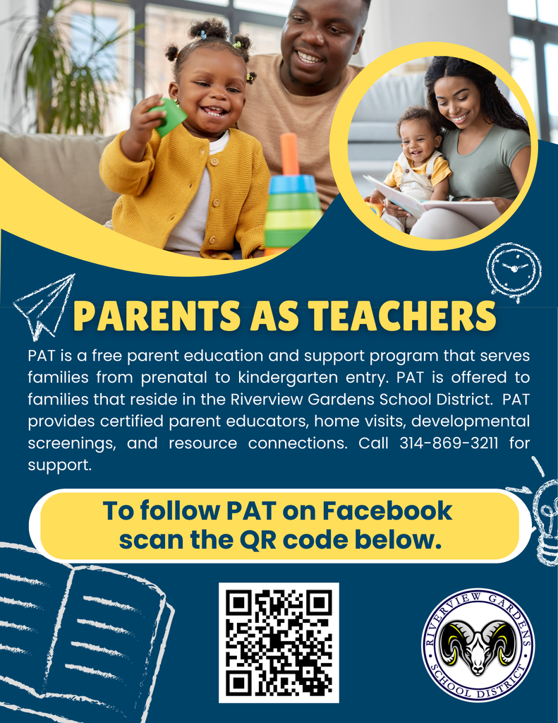 Parents as Teachers is a free parent education support program that serves RGSD families from prenatal to kindergarten. For support call 314-869-3211.