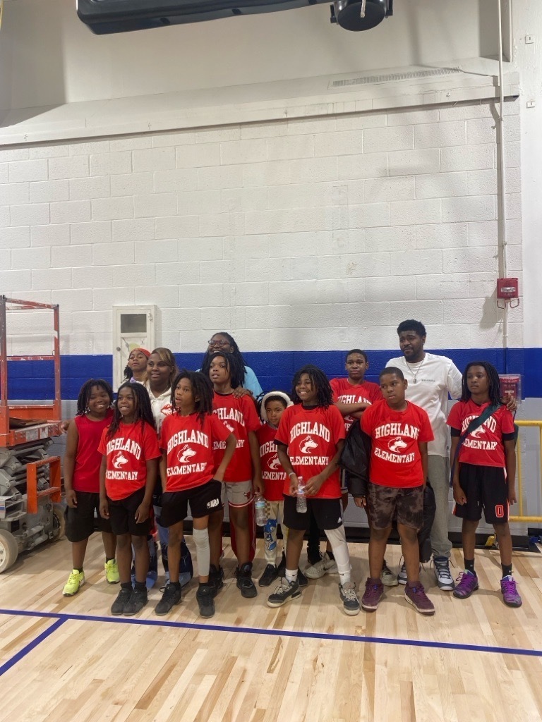 Coach Hicks, Coach Blair, And Ms. Robinson with Highland Boys