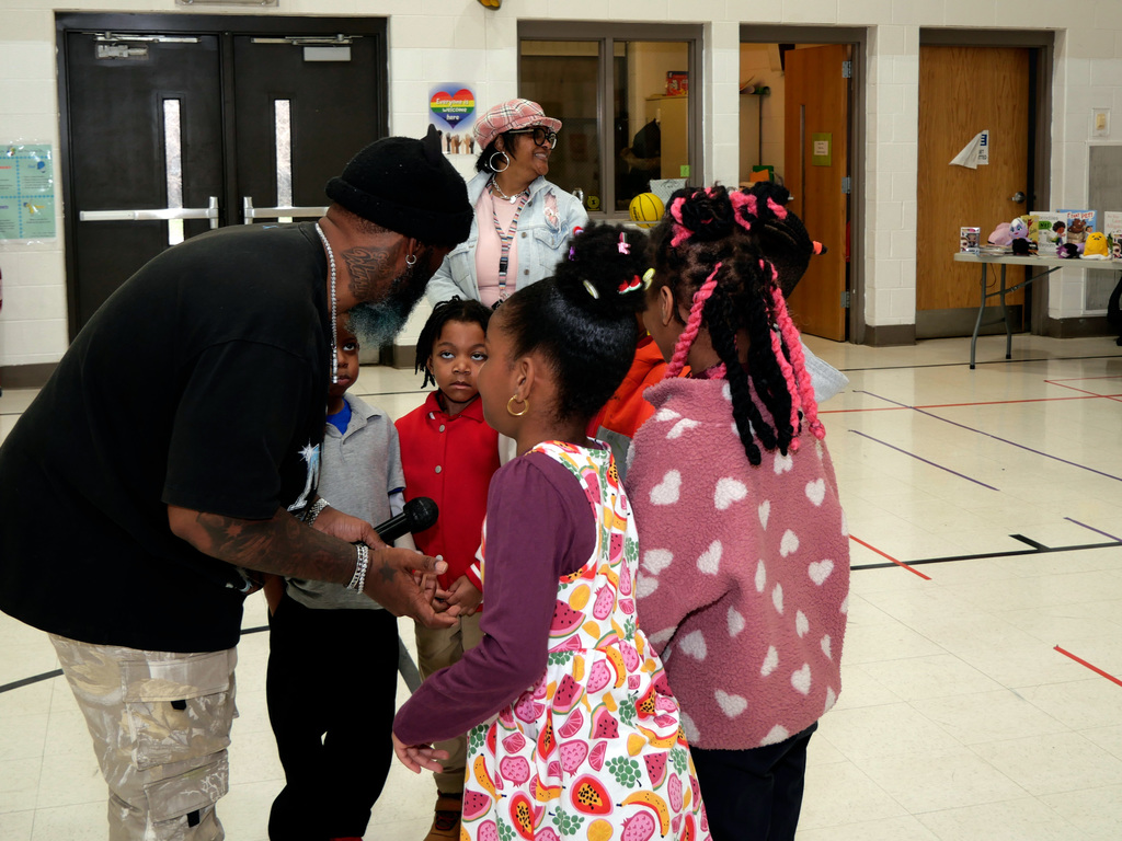 Reading with Rappers Assembly at Gibson