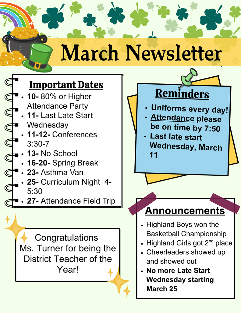 Parent Newsletter for March 2026