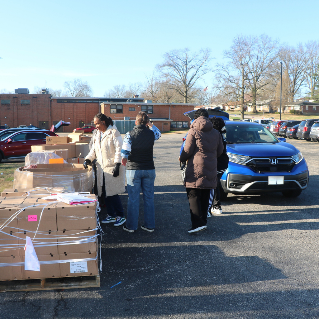 Gibson Elementary School staff distribute food to RGSD community. 