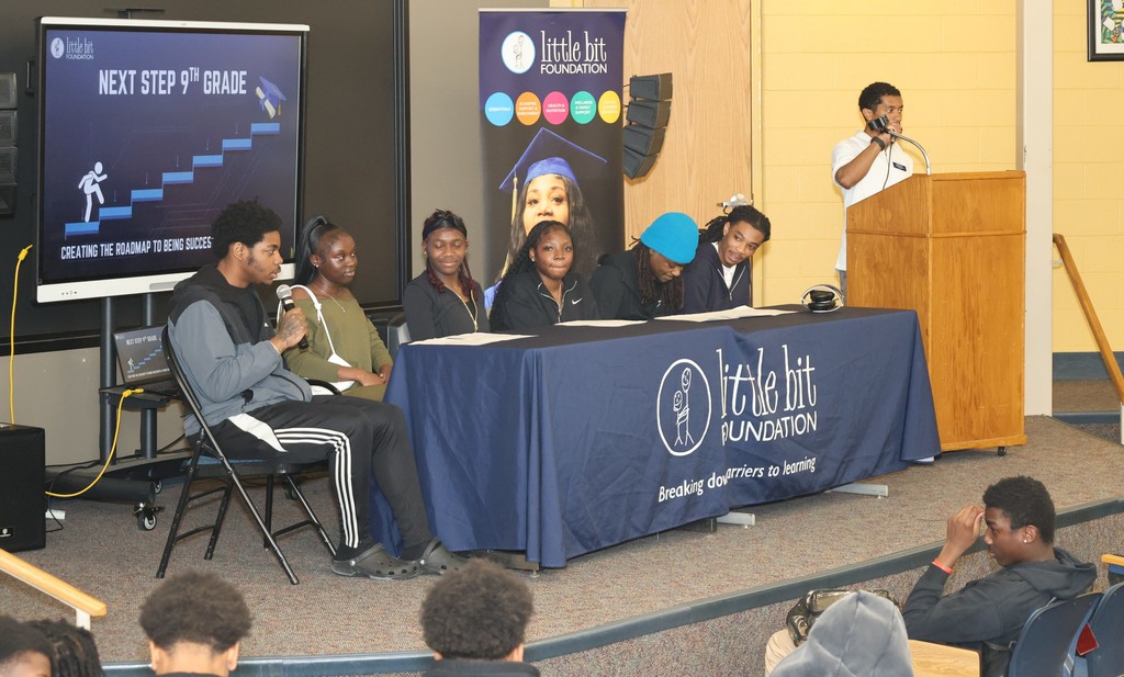 Westview Middle School's Next Step Ninth Grade panel discussion. High School scholars held a panel discussion to explain life at Riverview Gardens High School. 