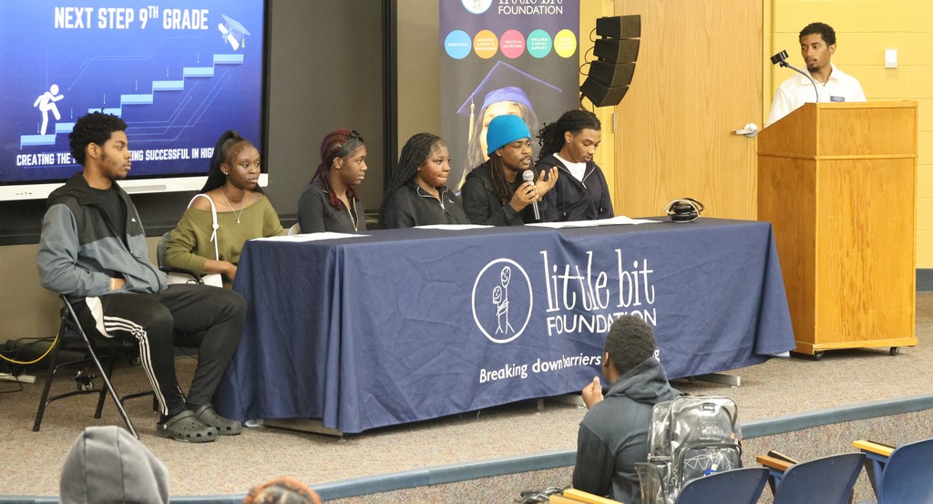 Westview Middle School's Next Step Ninth Grade panel discussion. High School scholars held a panel discussion to explain life at Riverview Gardens High School. 
