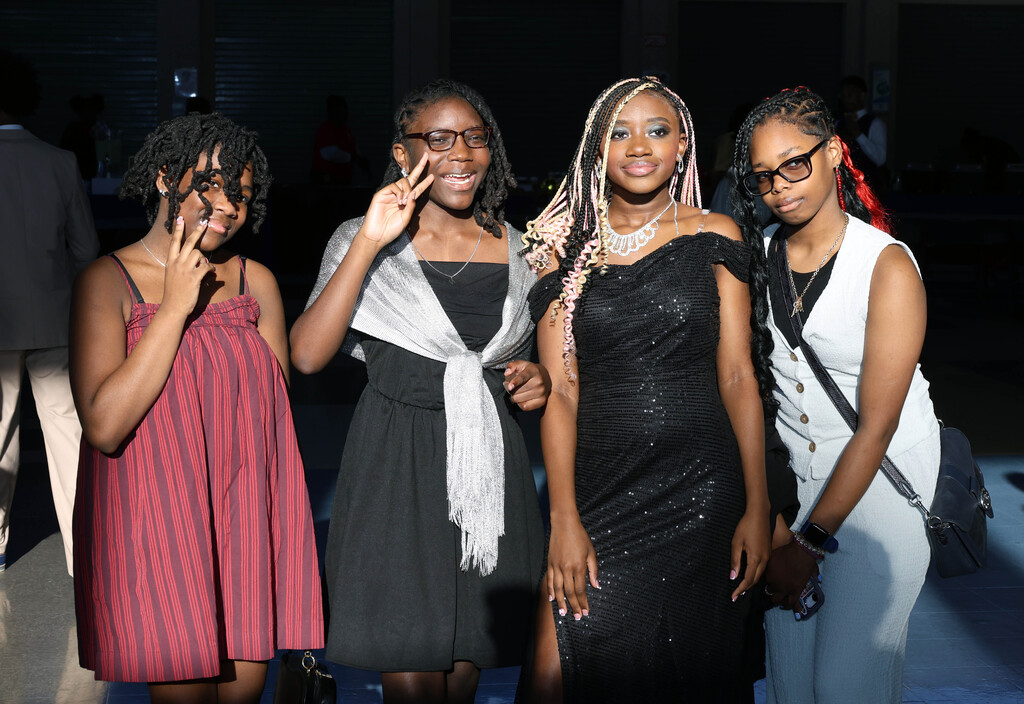 Four female Westview Middle School  students pose for the camera