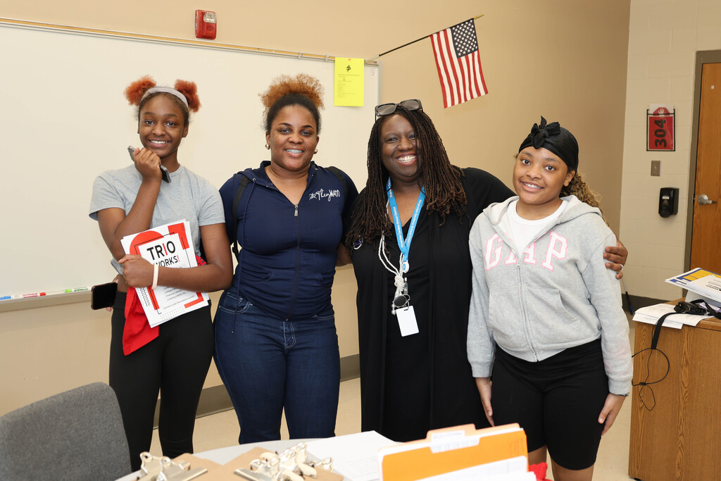 Westview Middle School teacher, students and parent posing for photo