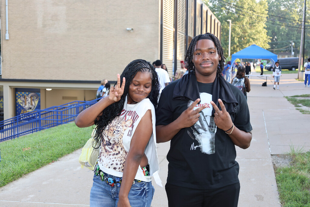 Riverview Gardens High School students post for photo