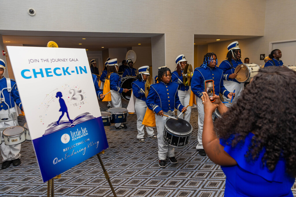 RGHS MIghty Marching Golden Rams marching band plays during the check-in at the Little Bit Foundation's Join the Journey Gala