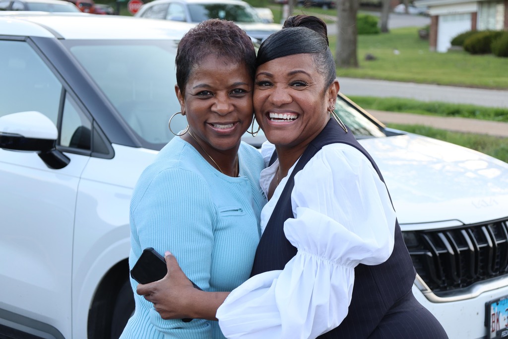 Dr. Tanya Patton and Teresa Harris pose and smile
