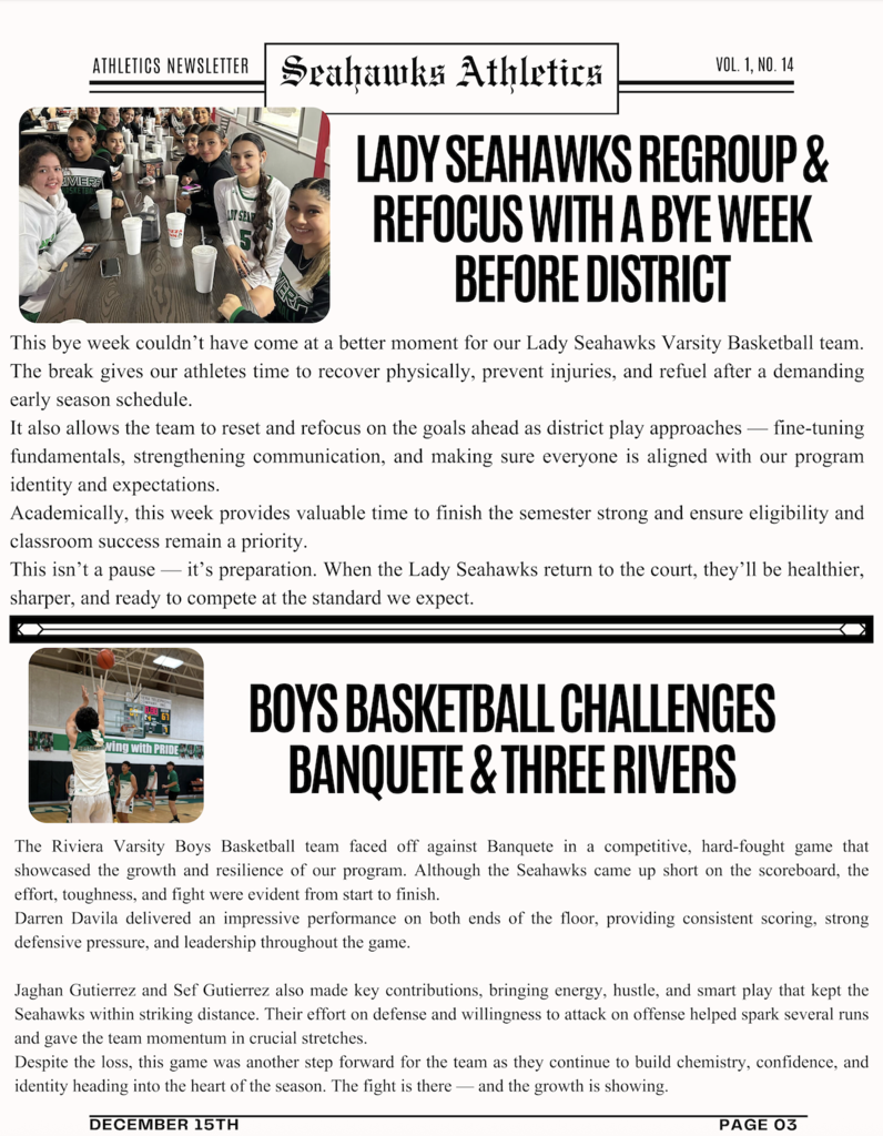 Athletic Newsletter