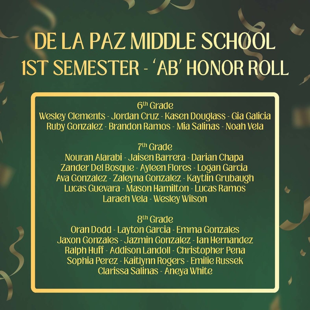 DLP  'AB'  Honor Roll - Semester 1