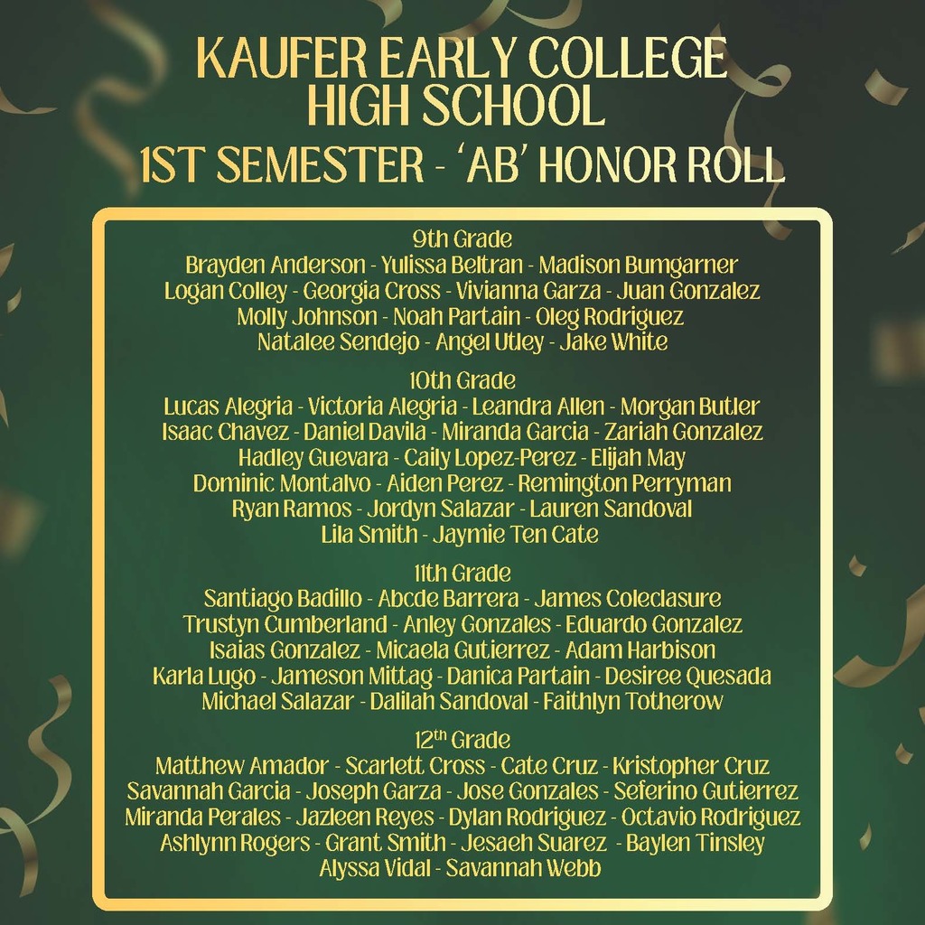 KECHS  'AB'  Honor Roll - Semester 1