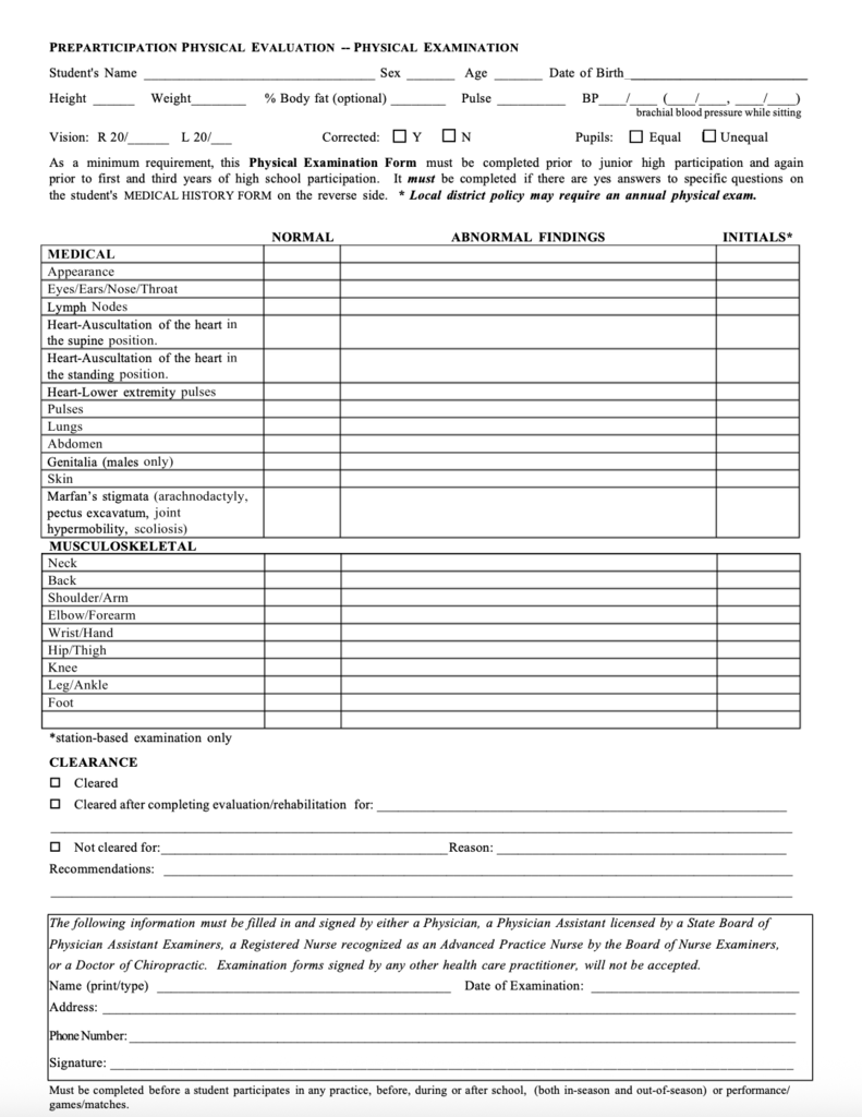 Sports Physicals 