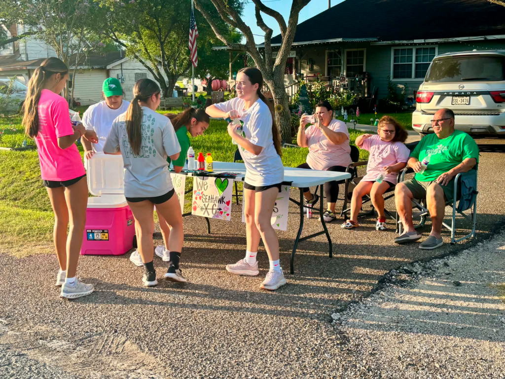 CC girls stopping for a water