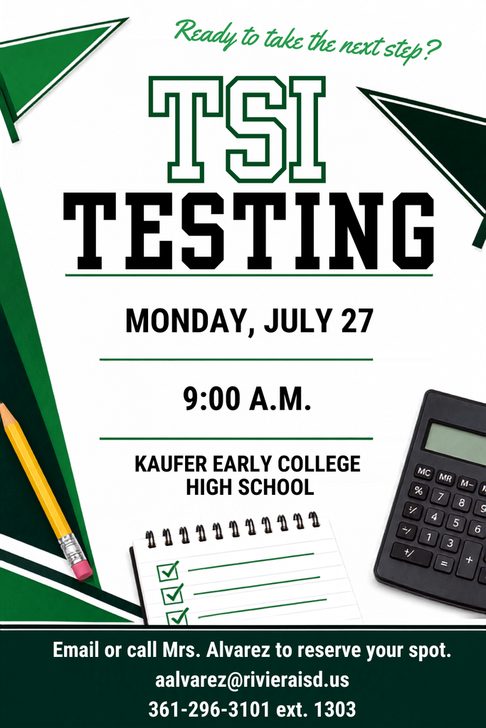 TSI testing flyer for Monday July 27th