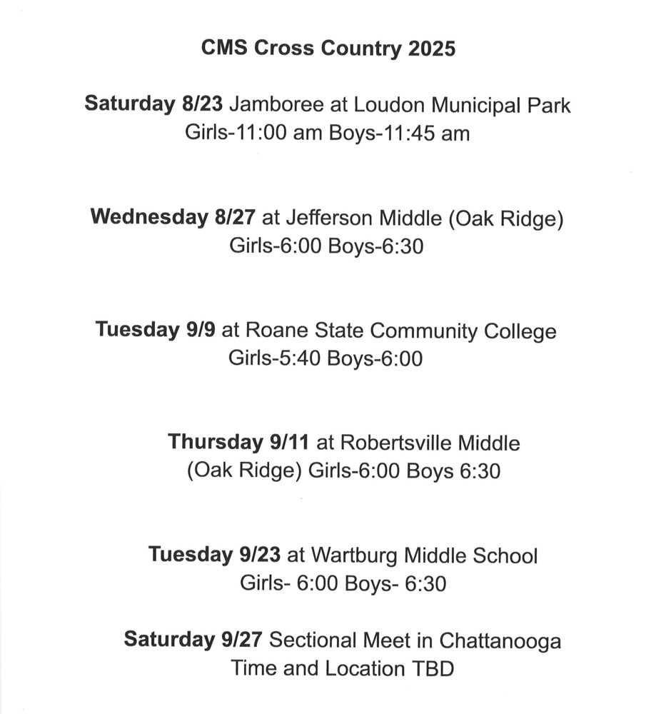 Cross Country Dates