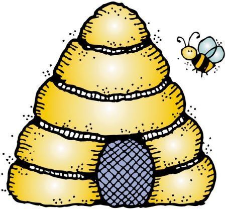 Bee flying around a bee hive