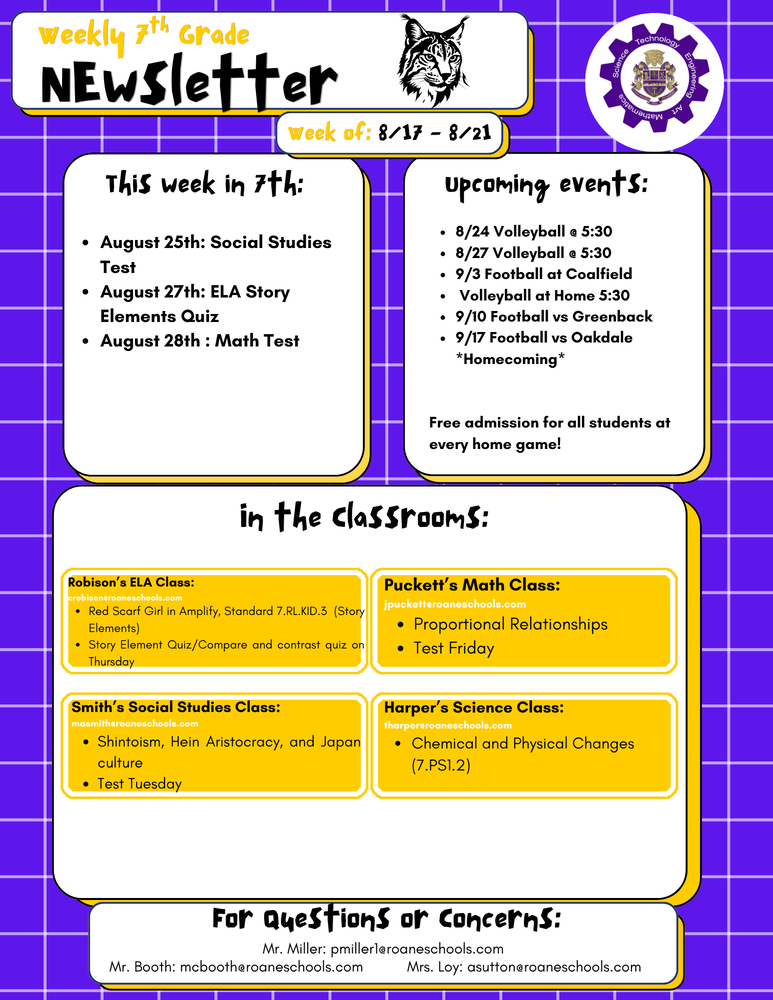 7th Grade Newsletter