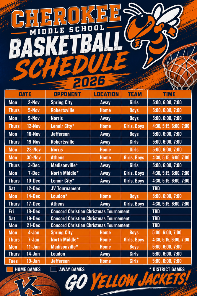 CMS Basketball Schedule