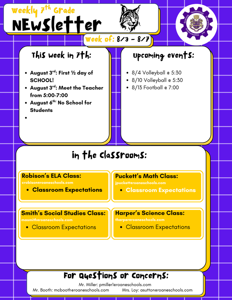 7th Grade Newsletter