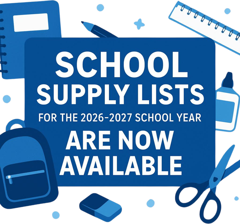 Blue and White School Supplies