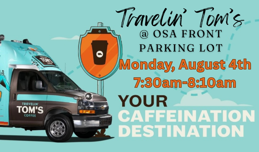 Tom's Coffee truck with teal background