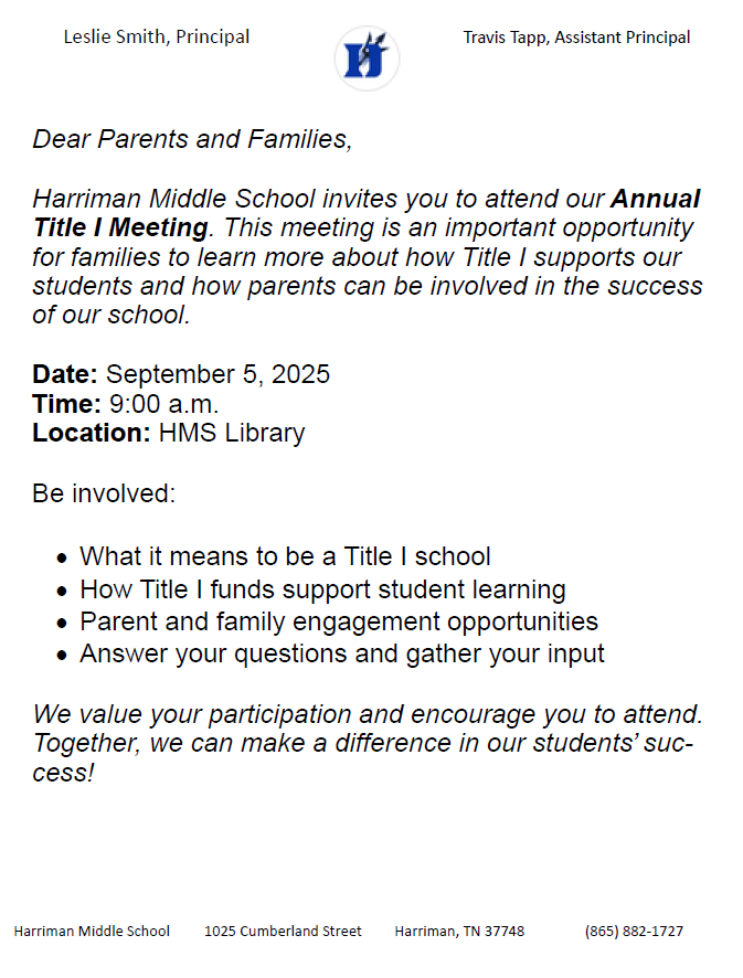 Title I Flyer Info