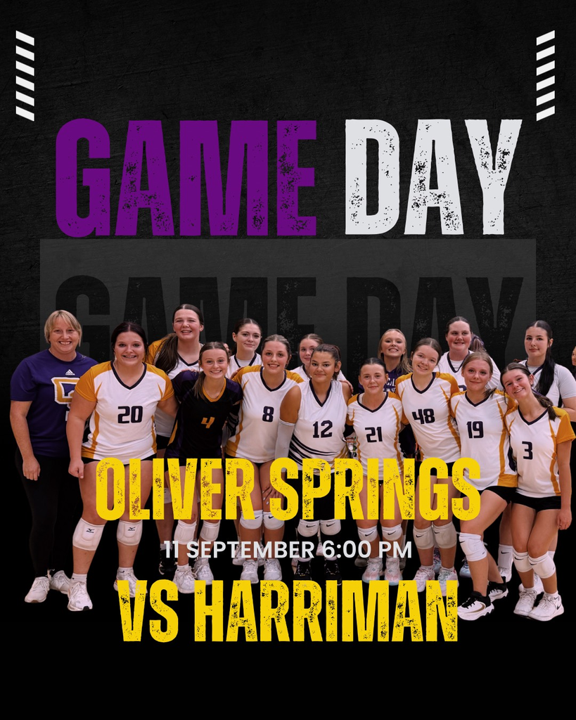 picture of volleyball team and GAME DAY in purple and white