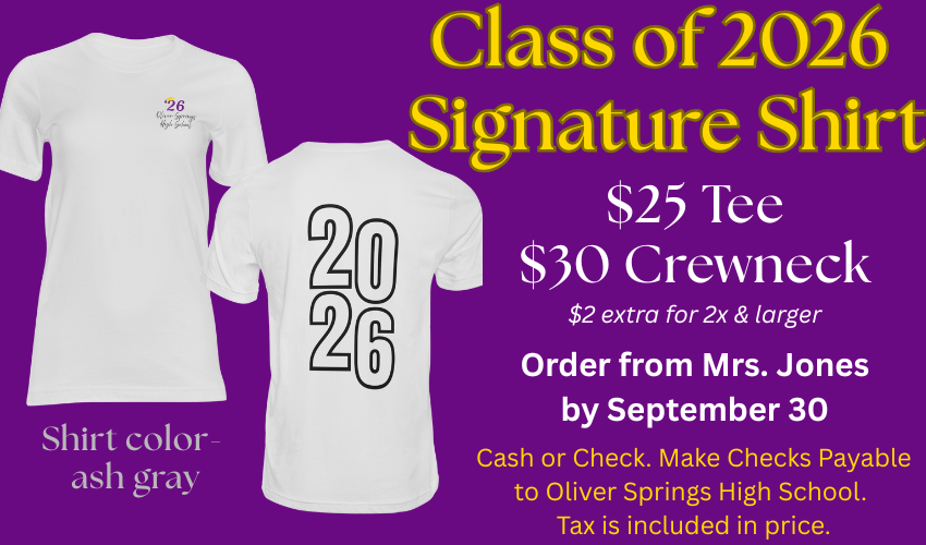 front and back of senior signature shirt