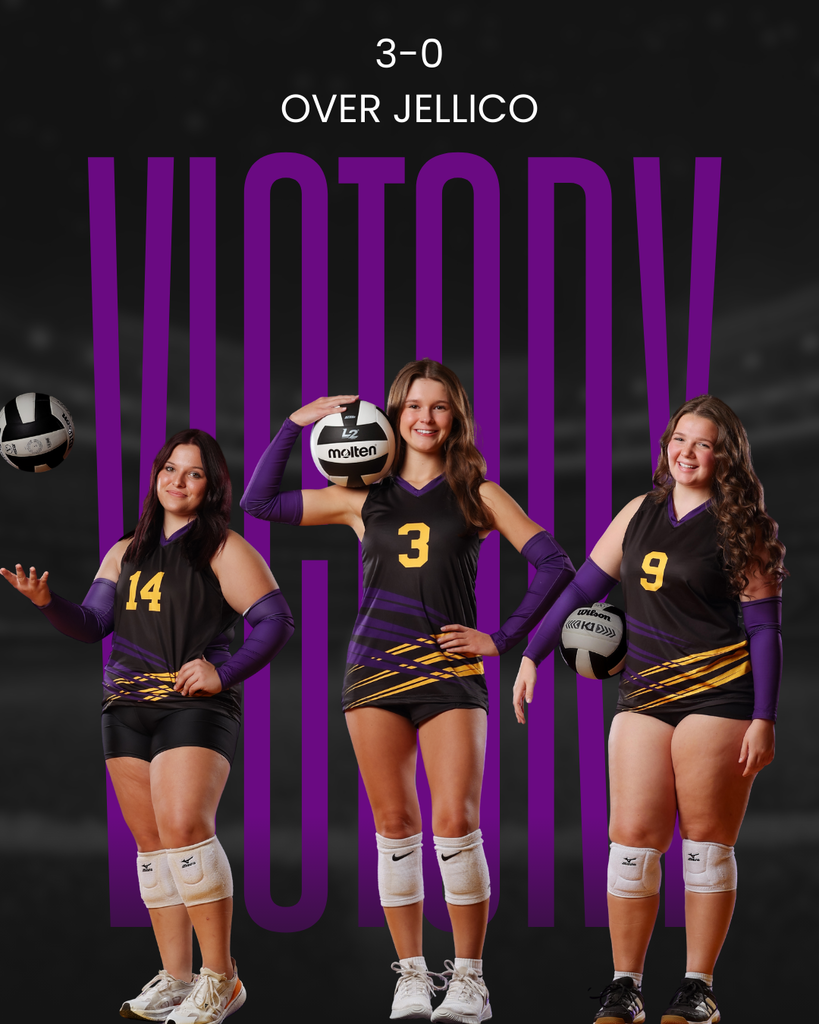 Senior Volleyball players standing in front of the word VICTORY