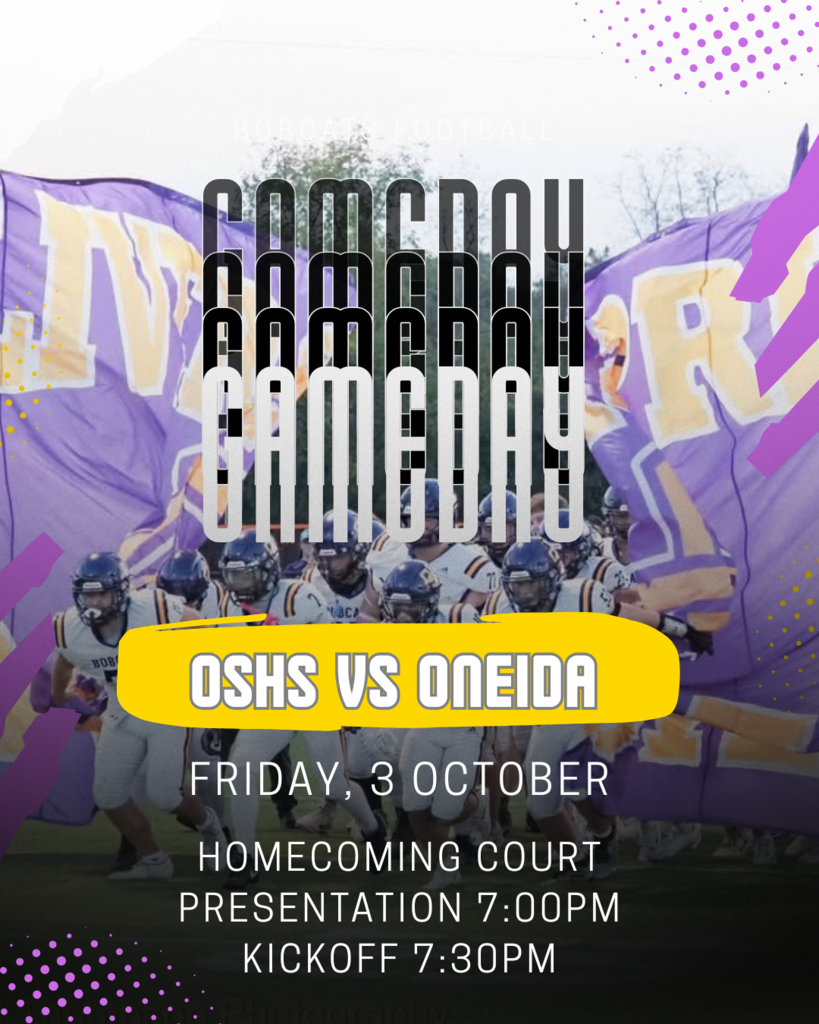 GAME DAY repeated over the photo of players running through the OS flag