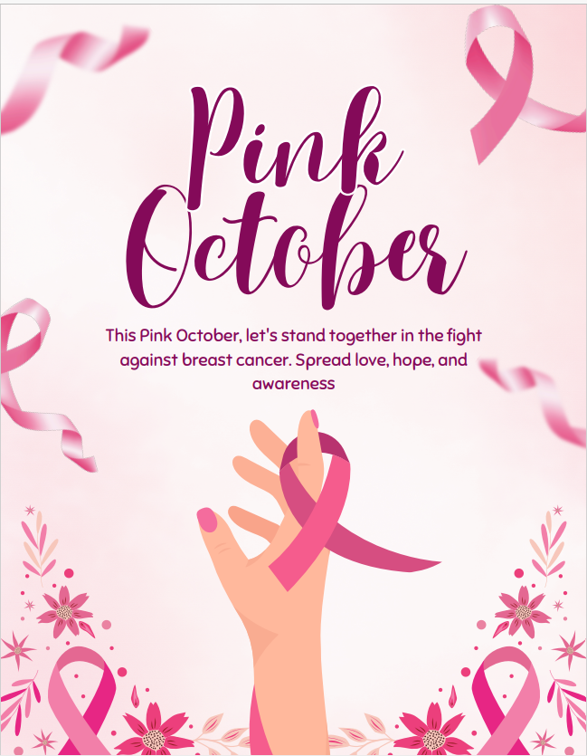 hand holding a pink breast cancer ribbon