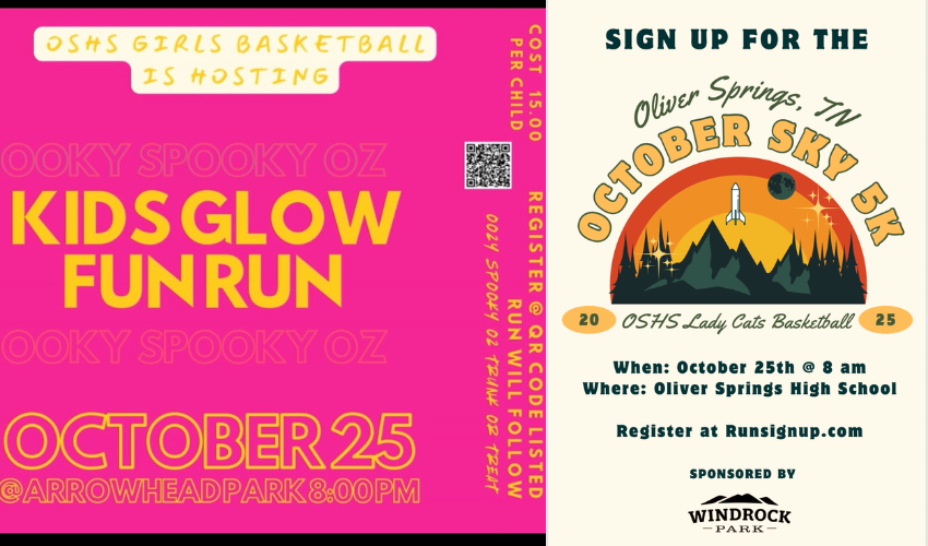 hot pink background with yellow writing and rocket ship over mountains and sunset