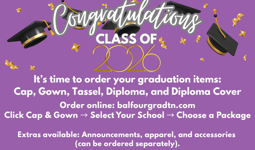 purple background with confetti and grad caps
