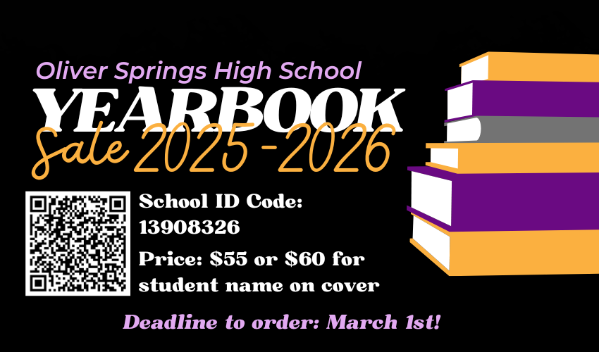 stack of books with QR code to order yearbooks