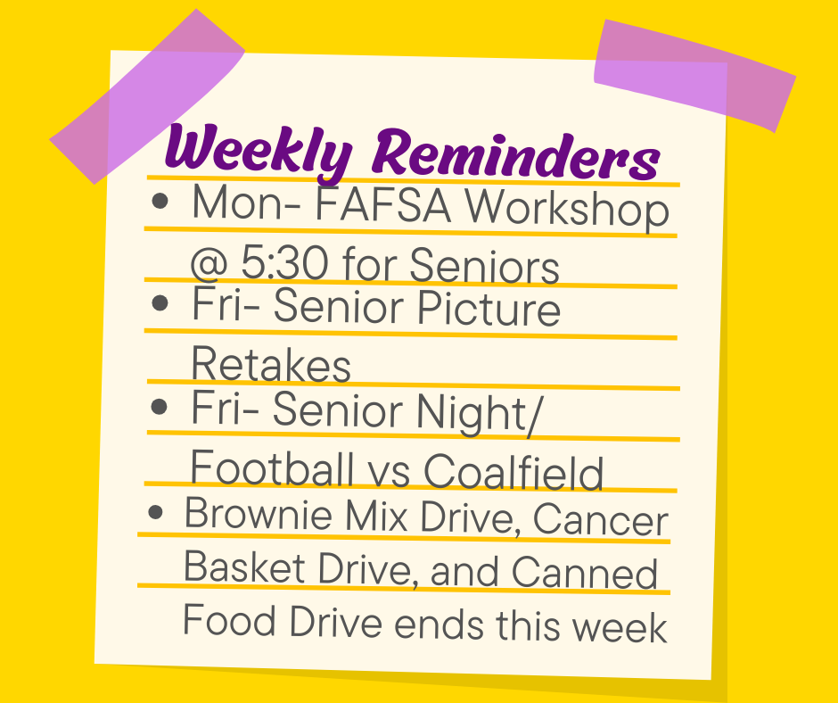 Yellow sticky note with reminders on it for the week
