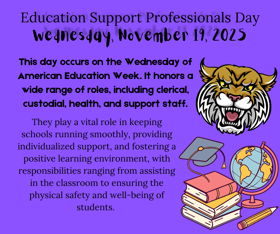 background with Bobcat head and books and globe icons