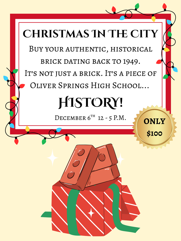 picture of presents with Christmas lights around text