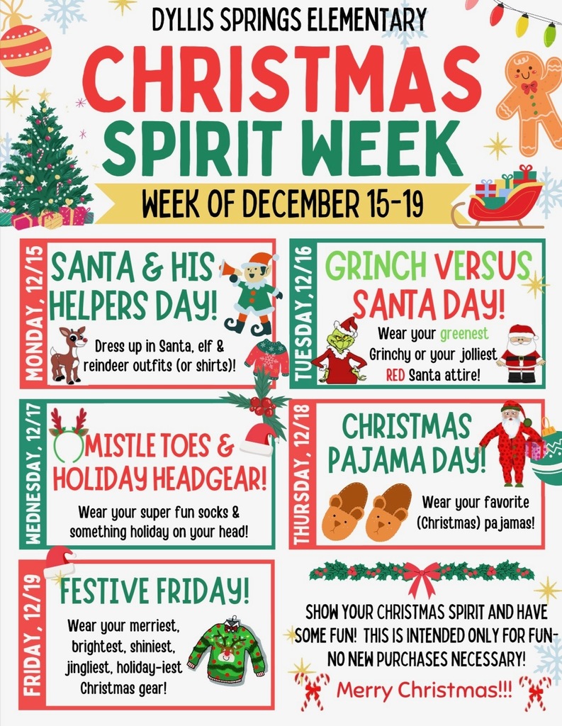 D.S.E.S. Christmas Dress up Schedule