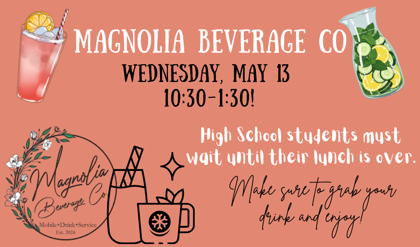 Magnolia Beverage logo with drink clipart