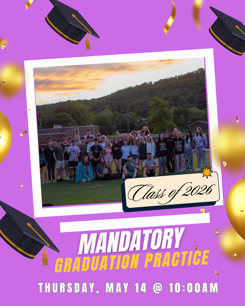 picture of polaroid of seniors surrounded by grad caps and balloons