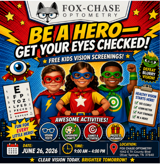 super heros with masks and eye charts