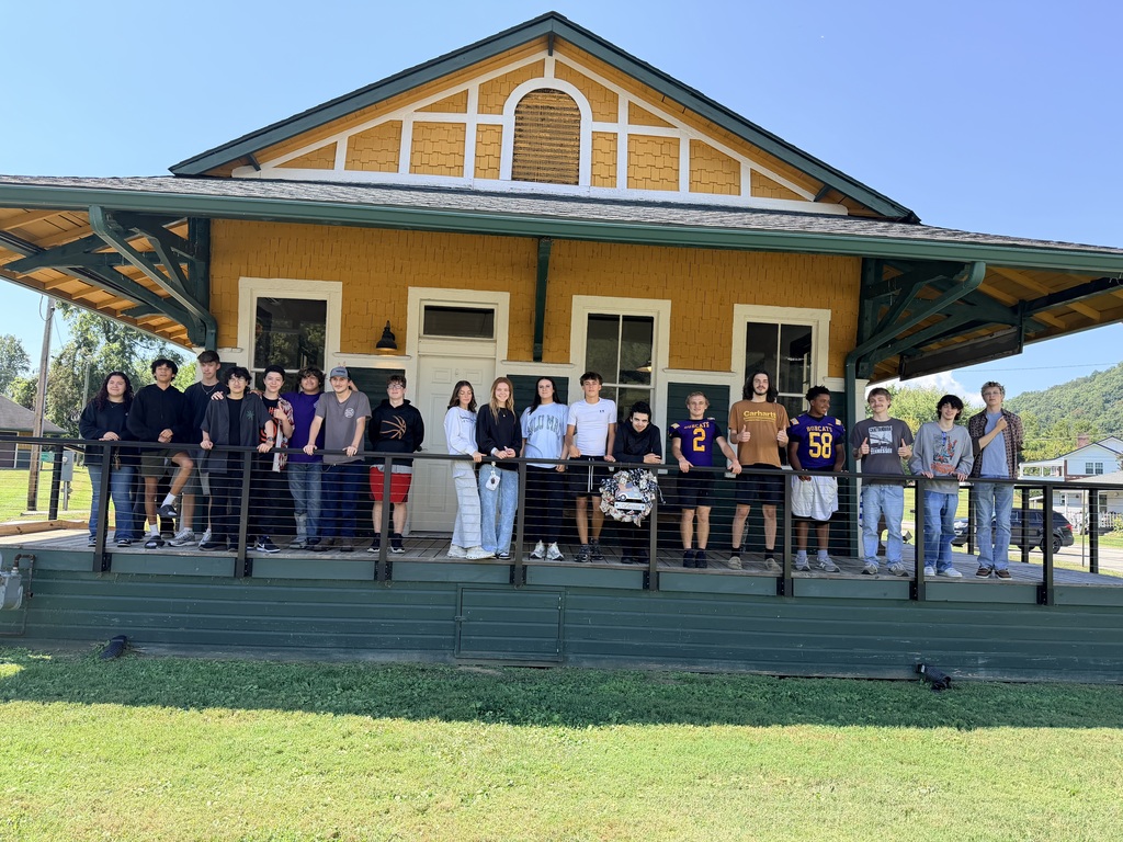 Students outside of Oliver Springs Public Library