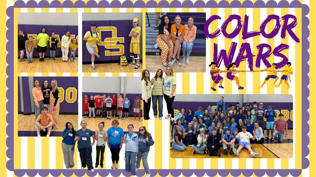 pictures of students in their assigned grade level colors