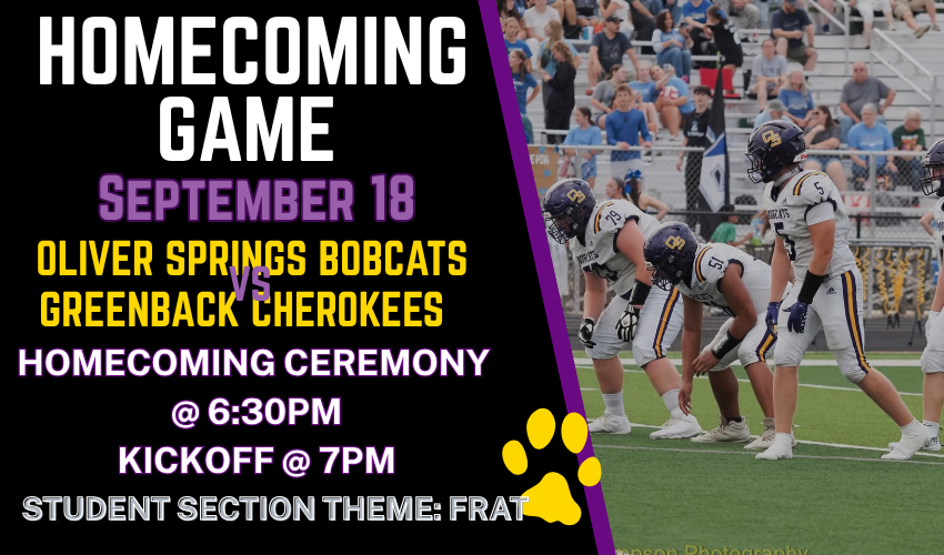 black background with picture of football team lined up on the line for a play